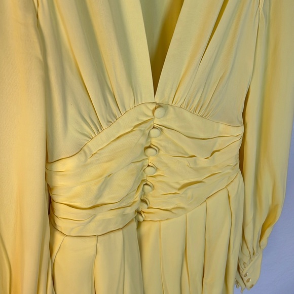 Attico Pale Yellow Long Sleeve Ruched Mini Dress IT38 - Picture 5 of 8
